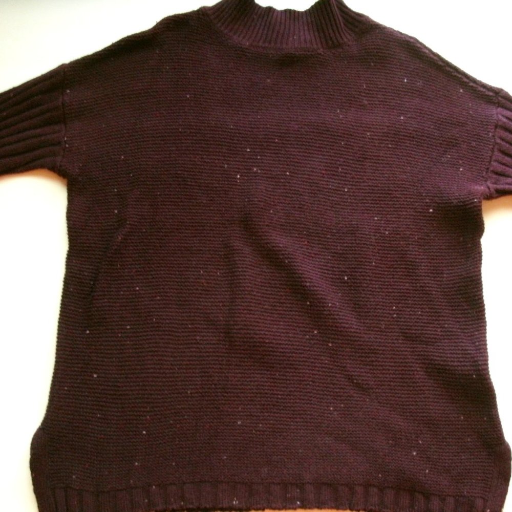 Croft & Barrow Womens Sweater Burgundy Mock Neck Speckled Pullover Large New